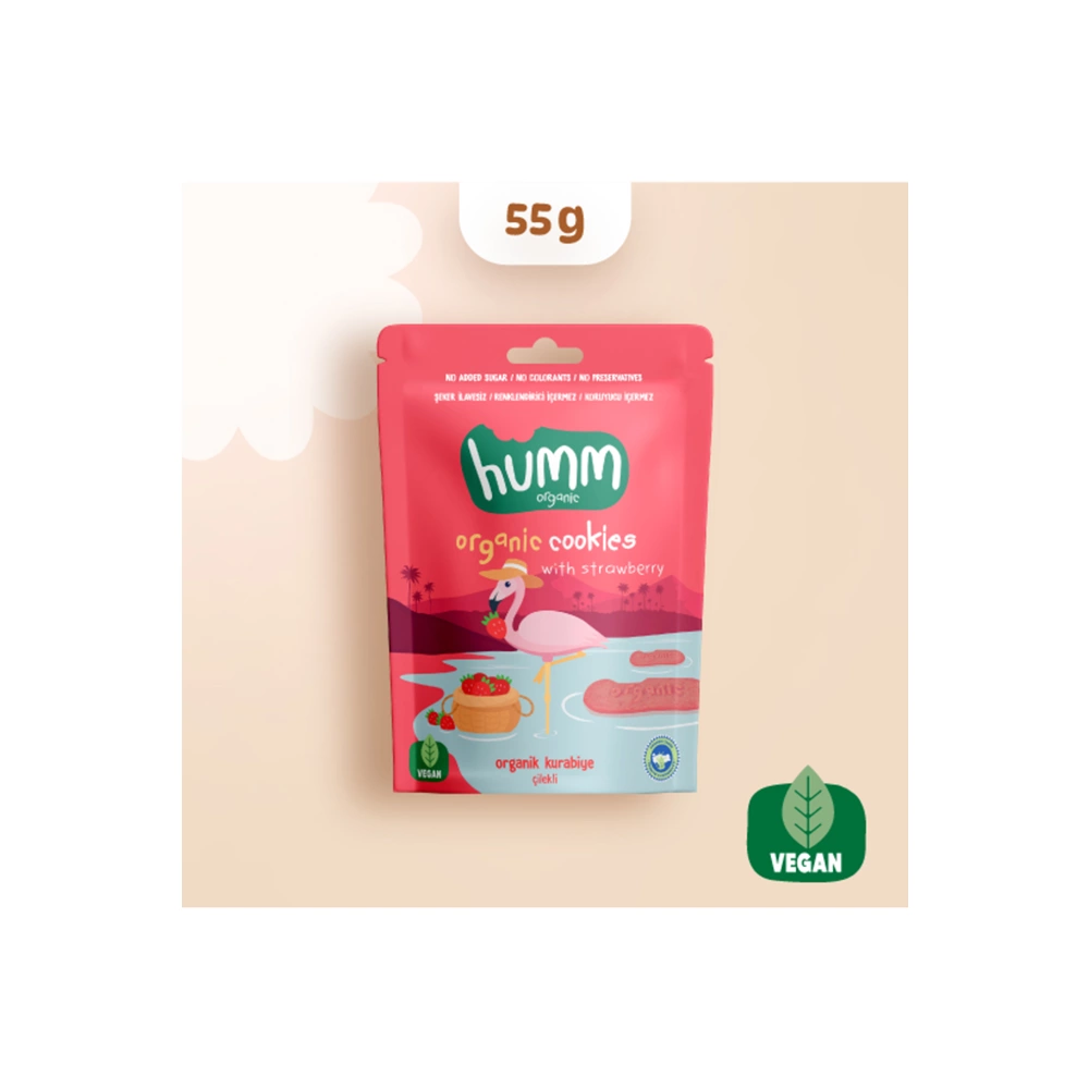 Organik Vegan Çilekli Kurabiye - 55g