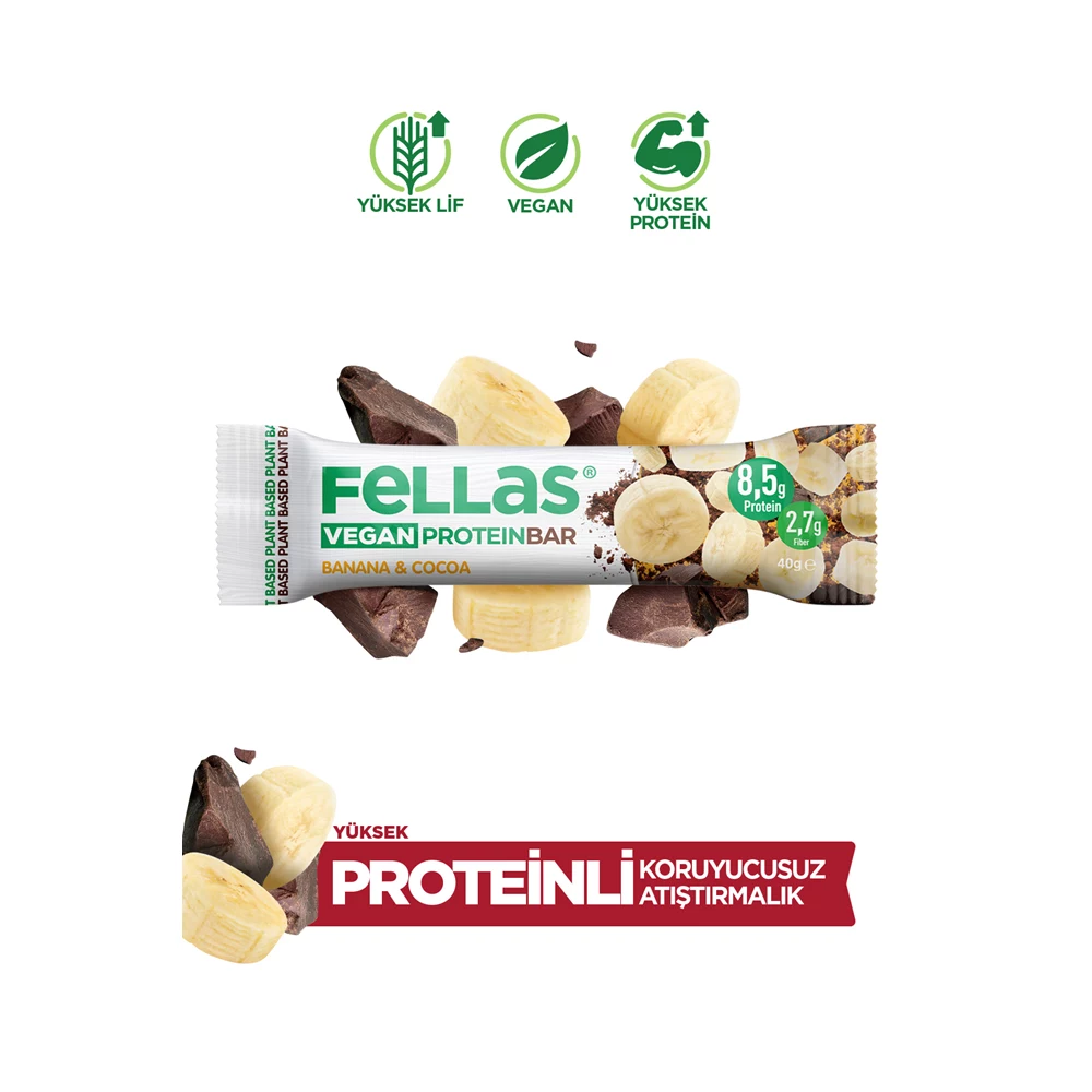 Vegan Protein Bar - Muzlu ve Kakaolu (40 g) x 12 Adet