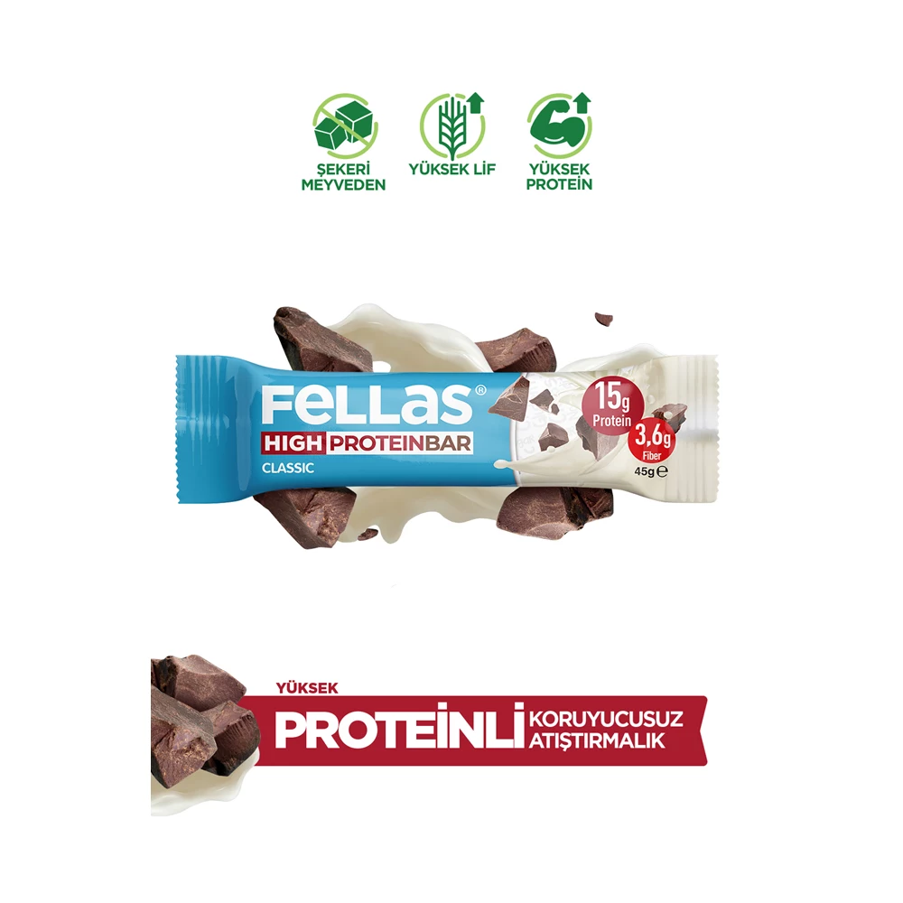 Yüksek Protein Bar - Klasik Sade (45 g) x 12 Adet