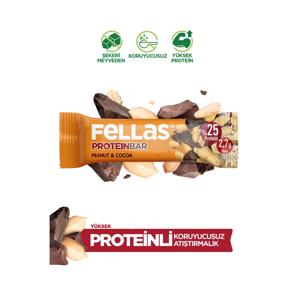 Protein Bar - Yer Fıstıklı ve Kakaolu (32 g) x 12 Adet